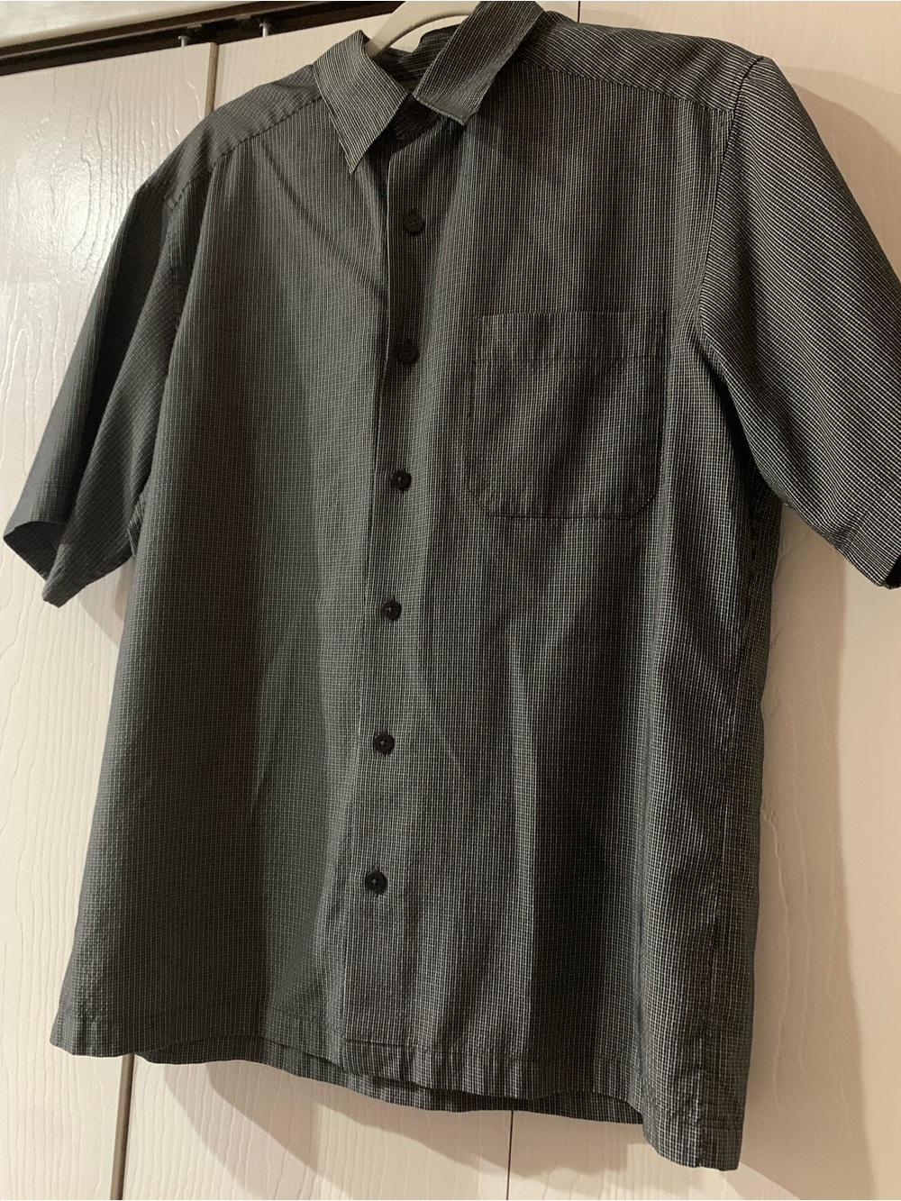 Claiborne Black and White Mini Check Button-Up